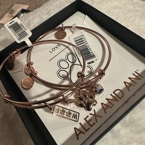 Alex and Ani woof and paw print bracelets